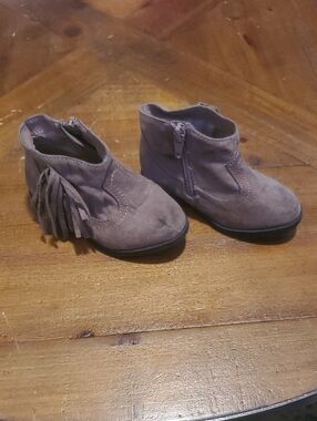 Garanimals Taupe Suede Fringe Ankle Boots